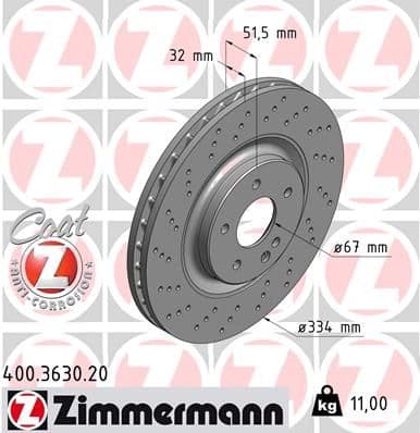 Bremžu diski ZIMMERMANN 400.3630.20 1