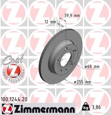 Bremžu diski ZIMMERMANN 100.1244.20 1