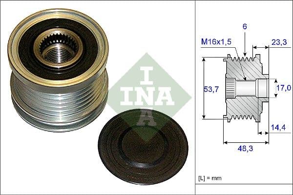 Ģeneratora brīvgaitas mehānisms INA 535 0204 10 1