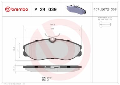 Bremžu uzliku kompl., Disku bremzes BREMBO P 24 039 1