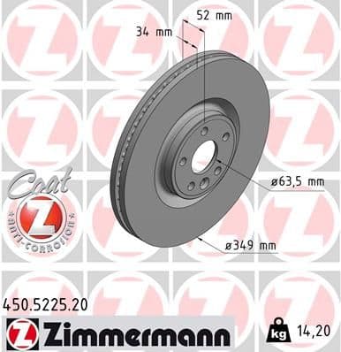 Bremžu diski ZIMMERMANN 450.5225.20 1