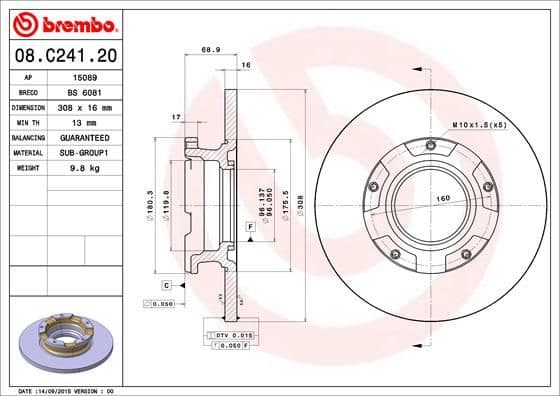 Bremžu diski BREMBO 08.C241.20 1