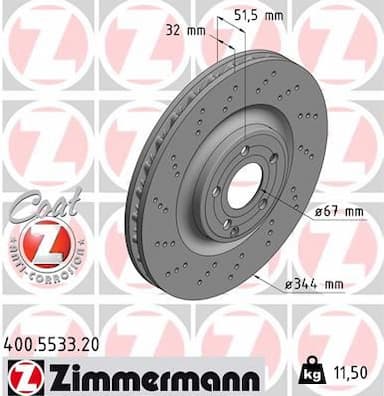 Bremžu diski ZIMMERMANN 400.5533.20 1