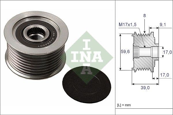 Ģeneratora brīvgaitas mehānisms INA 535 0049 10 1