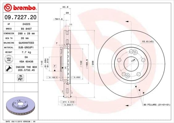 Bremžu diski BREMBO 09.7227.20 1