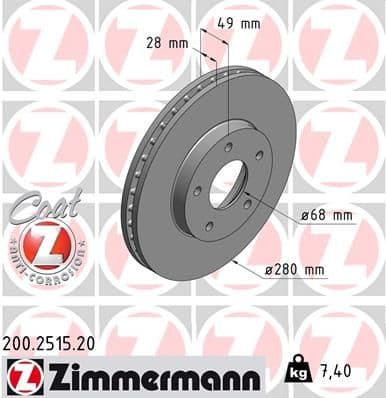 Bremžu diski ZIMMERMANN 200.2515.20 1