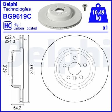 Bremžu diski DELPHI BG9619C 1