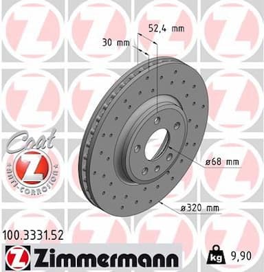 Bremžu diski ZIMMERMANN 100.3331.52 1