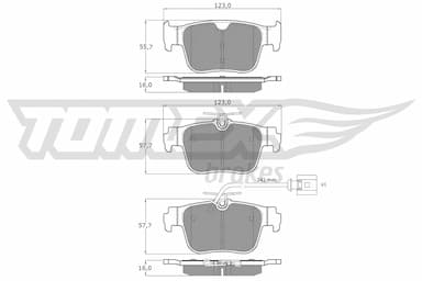 Bremžu uzliku kompl., Disku bremzes TOMEX Brakes TX 60-101 1