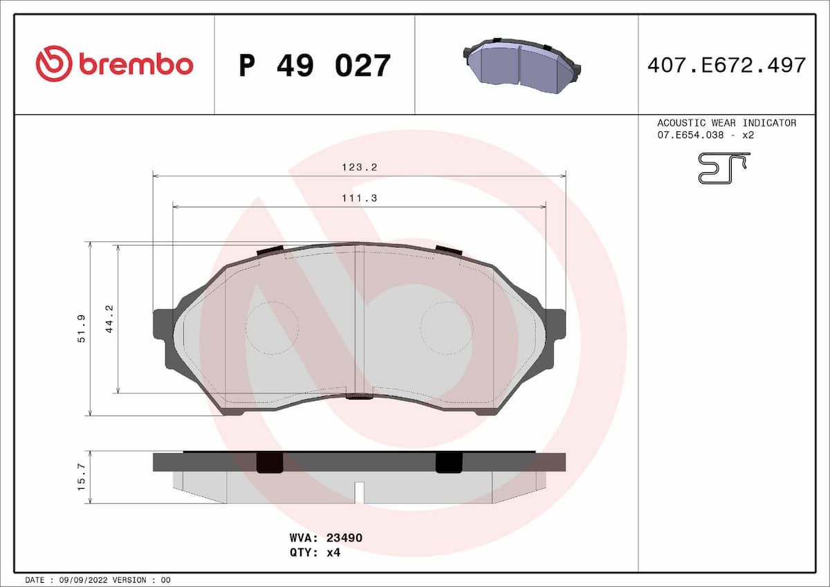 Bremžu uzliku kompl., Disku bremzes BREMBO P 49 027 1