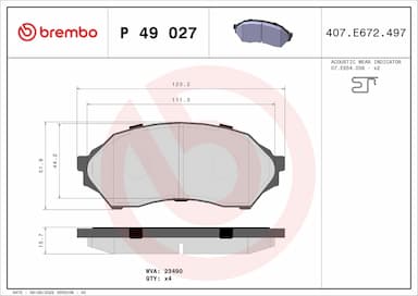 Bremžu uzliku kompl., Disku bremzes BREMBO P 49 027 1