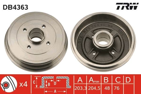 Bremžu trumulis TRW DB4363 1