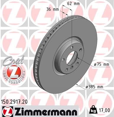 Bremžu diski ZIMMERMANN 150.2917.20 1