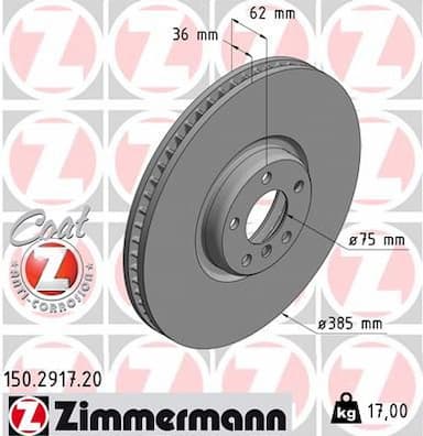 Bremžu diski ZIMMERMANN 150.2917.20 1