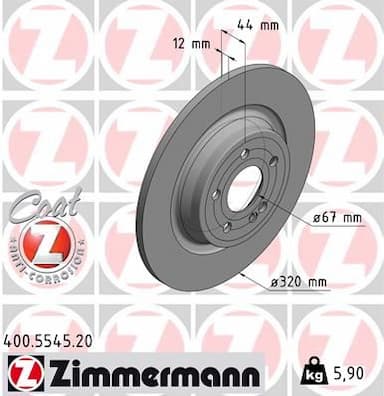 Bremžu diski ZIMMERMANN 400.5545.20 1