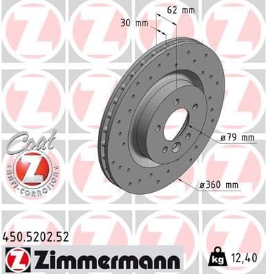 Bremžu diski ZIMMERMANN 450.5202.52 1