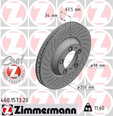 Bremžu diski ZIMMERMANN 460.1573.20 1