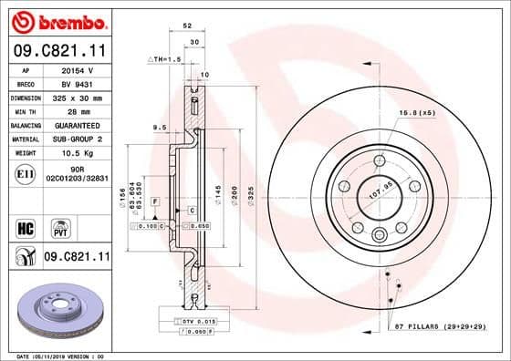 Bremžu diski BREMBO 09.C821.11 1