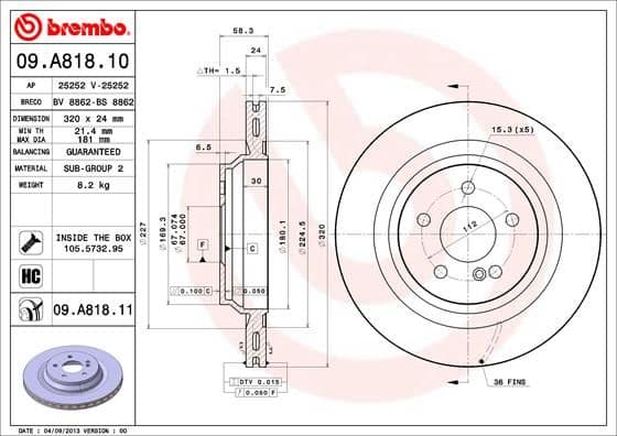 Bremžu diski BREMBO 09.A818.11 1