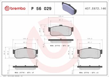 Bremžu uzliku kompl., Disku bremzes BREMBO P 56 029 1