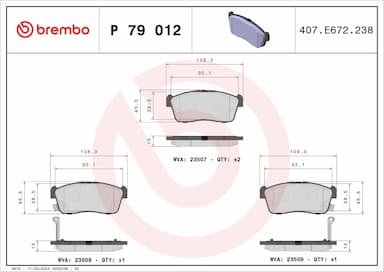 Bremžu uzliku kompl., Disku bremzes BREMBO P 79 012 1