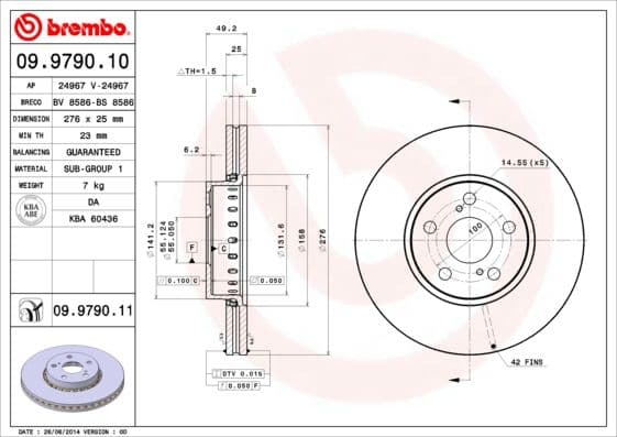 Bremžu diski BREMBO 09.9790.11 1