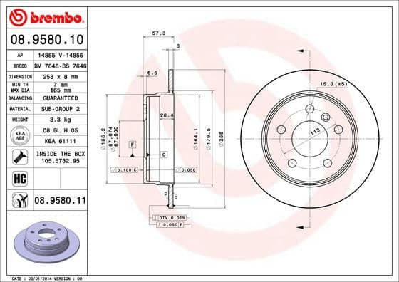 Bremžu diski BREMBO 08.9580.11 1