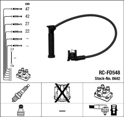 Augstsprieguma vadu komplekts NGK 0642 1