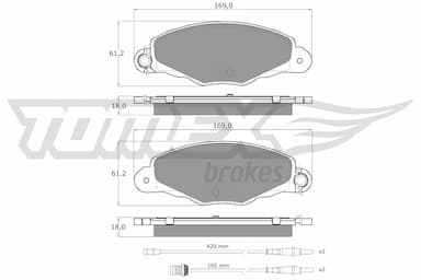 Bremžu uzliku kompl., Disku bremzes TOMEX Brakes TX 13-37 1