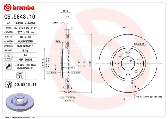 Bremžu diski BREMBO 09.5843.11 1