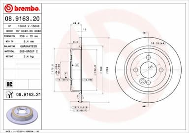 Bremžu diski BREMBO 08.9163.21 1