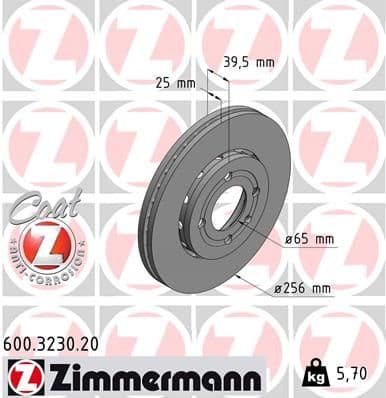 Bremžu diski ZIMMERMANN 600.3230.20 1