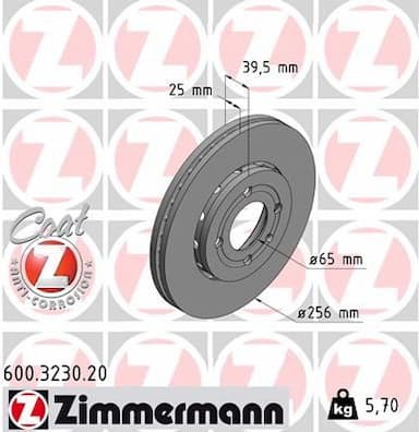 Bremžu diski ZIMMERMANN 600.3230.20 1