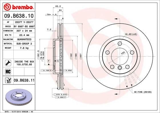 Bremžu diski BREMBO 09.B638.11 1