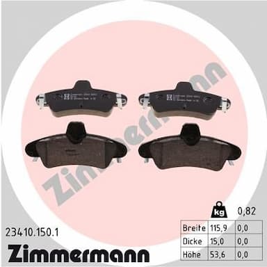 Bremžu uzliku kompl., Disku bremzes ZIMMERMANN 23410.150.1 1