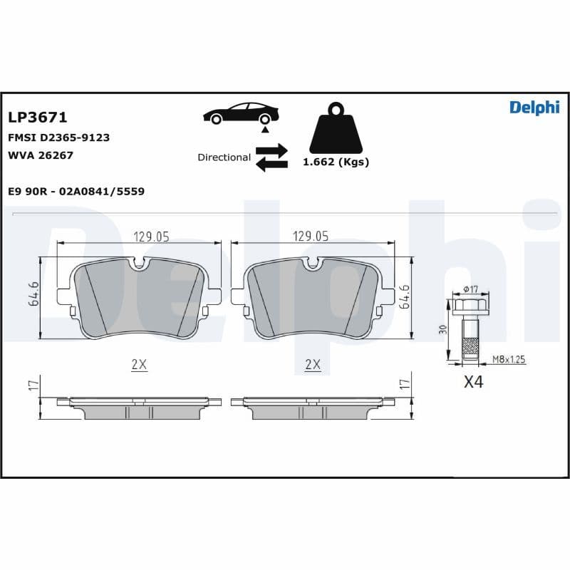 Bremžu uzliku kompl., Disku bremzes DELPHI LP3671 1