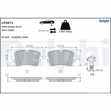 Bremžu uzliku kompl., Disku bremzes DELPHI LP3671 1