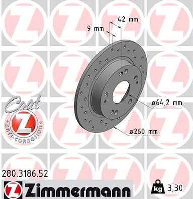 Bremžu diski ZIMMERMANN 280.3186.52 1