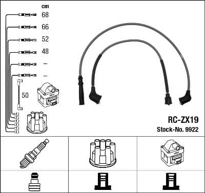 Augstsprieguma vadu komplekts NGK 9922 1