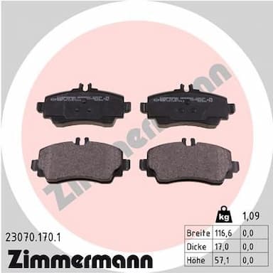 Bremžu uzliku kompl., Disku bremzes ZIMMERMANN 23070.170.1 1