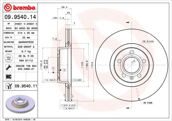 Bremžu diski BREMBO 09.9540.11 1