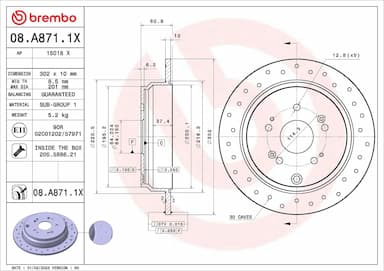 Bremžu diski BREMBO 08.A871.1X 1