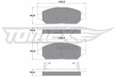 Bremžu uzliku kompl., Disku bremzes TOMEX Brakes TX 17-90 1