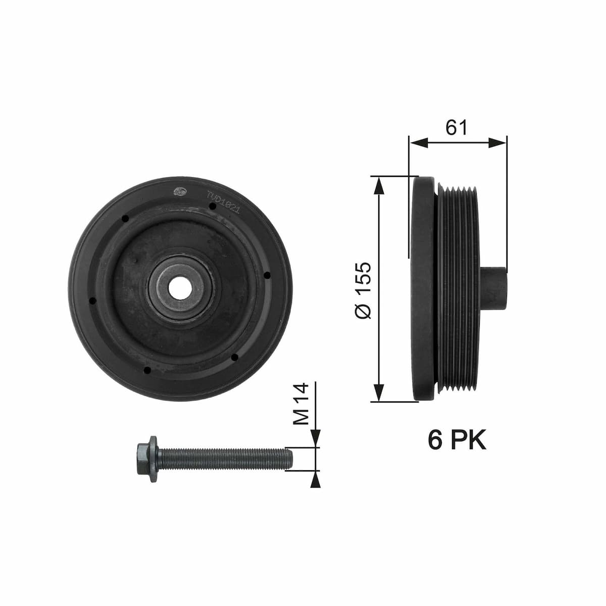 Piedziņas skriemelis, Kloķvārpsta GATES TVD1021A 1