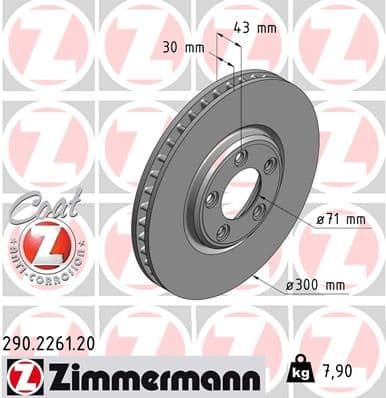 Bremžu diski ZIMMERMANN 290.2261.20 1