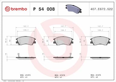 Bremžu uzliku kompl., Disku bremzes BREMBO P 54 008 1