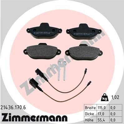 Bremžu uzliku kompl., Disku bremzes ZIMMERMANN 21436.170.6 1