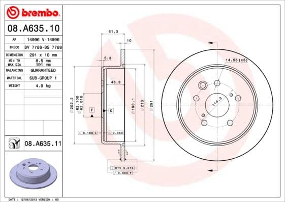 Bremžu diski BREMBO 08.A635.11 1