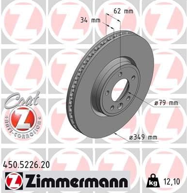 Bremžu diski ZIMMERMANN 450.5226.20 1