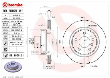 Bremžu diski BREMBO 09.9869.81 1